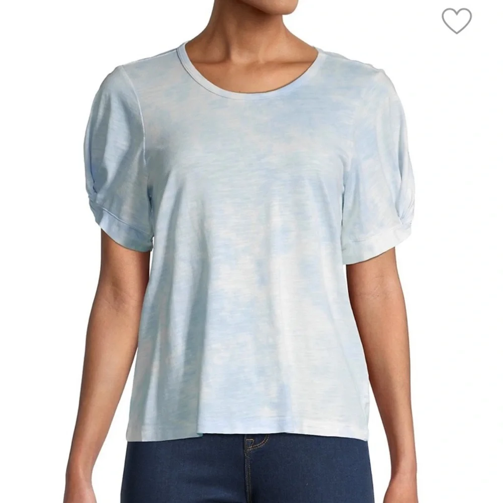 💥$10 SALE💥 NWT! Sanctuary Twist Capped Sleeve Shirt - Sky Blue - Picture 2 of 7